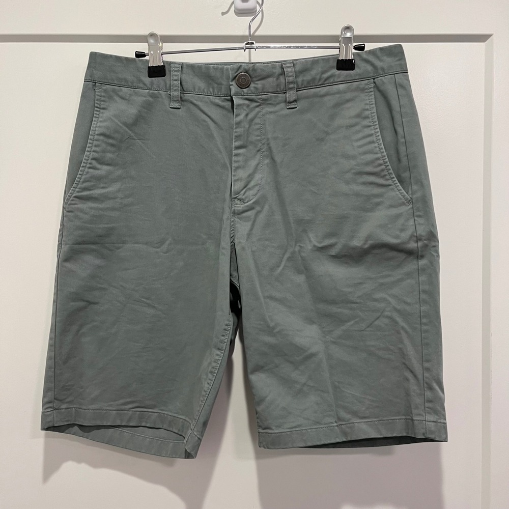 Bonobos Mens Washed Chino Shorts Sage Green Grey 9 Inch Inseam Size 30